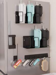 Magnetic Cup Holder - 3-Tier Refrigerator Storage Rack For Mugs, Glasses And Water Bottles. Space-Saving Design With Strong Magnetic Base, Ideal For Kitchen And Bathroom Storage. Kitchen Storage Solution, Modern Kitchen Accessory. - Multicolor - View 5