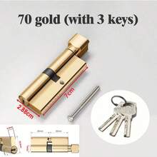 1pc 70mm Bedroom Door Copper Lock Core, Universal For Home Room Door, Smooth Opening, Includes 3 Keys, Single Door, Anti-Theft, Anti-Pry, Anti-Forcible Opening, Anti-Corrosion - Multicolor - View 10