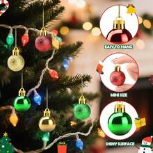36pcs Mini Christmas Balls, 3cm/1.18in, Red, Green, Gold 3-Color Plastic Small Decorative Balls, Suitable For Christmas Tree, Party Decoration (Red, Green, Gold 3-Color) - A - View 5