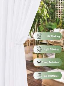 Modern Style Outdoor Patio Curtains. Waterproof, Windproof, UV Resistant, Fade Resistant, Suitable For Gazebos, Porches, Awnings And Other Places, Also Equipped With Rust-Proof Metal Rings. - A - View 5