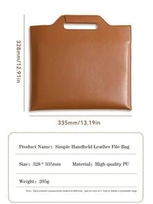 A4 PU Leather Document Holder Portfolio Folder, Large Capacity Handheld Business Briefcase File Organizer For Office School Travel Document Storage - Single Piece - View 2