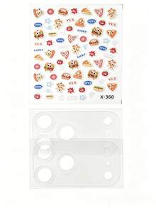 1pc Kawaii Aesthetic Fast Food Pizza Burger DIY Sticker+2pcs Lens Camera Protective Film Anti-Scratch Soft Lens Protector Compatible With IPhone 18promax/18Pro/17promax/17Pro - Lens Sticker 7 - View 2