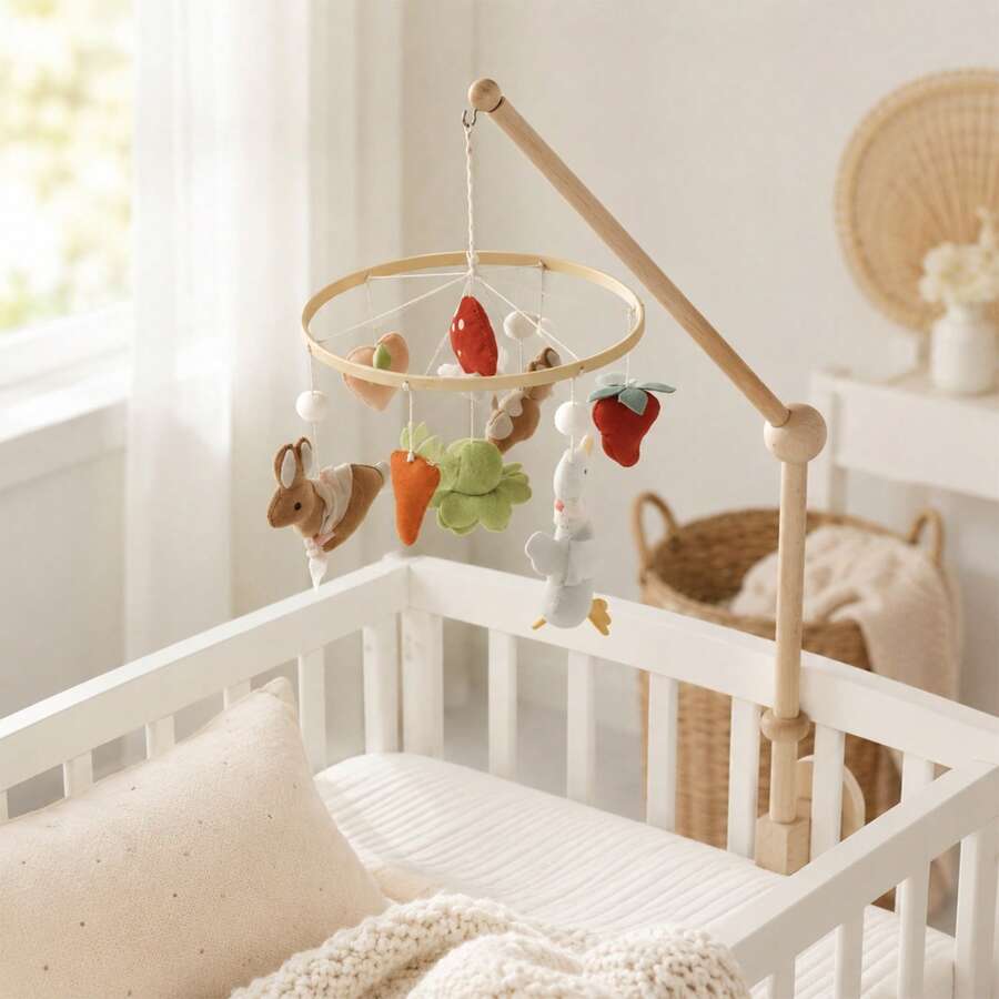 Cartoon Rabbit Forest Leaf Mushroom Bed Mobile, Fairy Tale Toy, Cute Hanging Bed Mobile For Baby, Cartoon Duck Sorting Toy, Multi-Functional Early Education Toy, Develop Baby's Concentration, Parent-Child Interactive Game, Christmas Halloween Sorting Gift - Multicolor - View 1