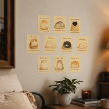 10pcs 10*12.7cm Aesthetic Cat Word Art Stickers Humorous Graphic Decals Card For Scrapbooking Wall Collage Gift Wrapping DIY Craft - 10Pcs - View 2