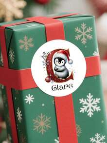 Customizable Personalized Round Christmas Stickers, Customizable Text Christmas Stickers, Available In 1/12/24/36/48/60pcs Set, Suitable For Christmas Gift Box Packaging, Envelope Sealing, Candy Bags, Party Favors And DIY Holiday Decoration - Multicolor - View 5