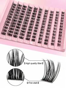 Asiteo 10 Rows 120pcs D Curl Single Cluster False Eyelashes 8-16mm DIY Lash Clusters Ultra Fluffy Natural Look Reusable Single Cluster Lash Extension Kit Suitable For Home Or On-The-Go Use Daily, Wedding, Date, Party, Travel, Spring - D - View 2