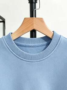 Kids Round Neck Sweatshirt, Ramsd Circular Pattern Print Pure Cotton Pullover, Soft Casual Long Sleeve Top - Blue - View 5