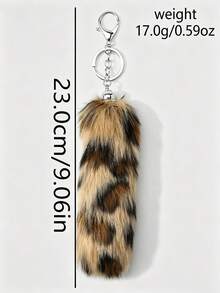 Japanese Y2K Retro Sweet Cool Style Leopard Print Fox Fur Pendant, High-Quality Plush Gradient Color Leopard Print Fox Tail Design, Mini Pendant/Keychain/Bag Charm (Random Color), Suitable For Girls' Daily Outfit And Holiday Gift - Multicolor - View 5