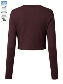Women's Cotton Long-Sleeved Top, T-Shirt; Autumn/Winter Basic Layer For Women - Jujube Red - View 4