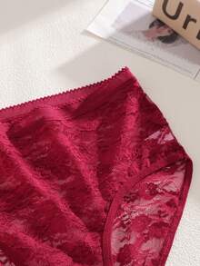 1pc Romantic Sexy Lace Women's Panties - Red - View 6