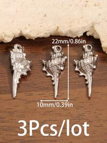 3 buah liontin temuan kerang laut stainless steel warna emas gaya fashion, charm kehidupan laut untuk membuat perhiasan DIY dan aksesori - liontin - View 10