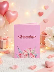 1pc 3D Bouquet Greeting Card - Unique Floral Decorative Design, Handwritten Message Function, Made Of Premium Paper, Suitable For Valentine's Day, Parents, Friends, Grandparents - Unique Creative Birthday Gift - Single Piece - View 2