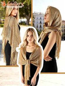 Buckle Evening Gown Shawl Scarf, Shiny Metallic Color Cashmere Shawl Scarf, For Women's Wedding Party - Multicolor - View 1