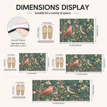 1pc Vintage Floral & Bird Pattern Printed Faux Cashmere Kitchen Mat, Absorbent Kitchen Floor Mat, Kitchen Rug, Long Runner Mat, Sink Front Mat, Suitable For Kitchen, Bathroom, Entryway, Hallway, Laundry Room And Home Decor - Multicolor - View 3