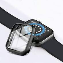2-In-1 Watch Band & Protective Case Set, Black Soft Comfortable Silicone Sports Watch Band, Ultra-Thin Tempered Glass Screen Protector, Compatible With Series Ultra/SE/11/10/9/8/7/6/5/4/3/2/1, Band Size 38/40/41/42/44/45/46/49mm - Black - View 2