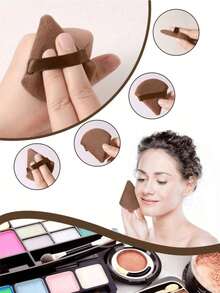 50-10pcs Combo Pack Makeup Sponge Set, Professional Sponge Wholesale, Stock Up Pack, Ultra Soft Concealer Sponge, Facial Makeup Tool, Suitable For Liquid Foundation, Powder, Toner - Coffee Brown - View 2