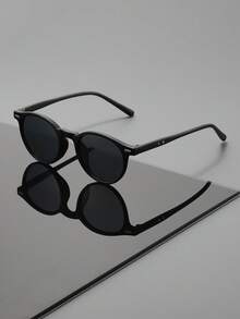 FIYLROG Simple And Retro Round Fashion Glasses With Olive Green Frame Design. Classic And Versatile, Perfect For Couples. Fashionable Eyewear. - Multicolor - View 3