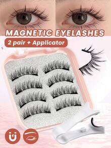 MAANGE 1對磁吸假睫毛 10-11mm 免膠水 自然短款 放大眼眸 可愛貓眼效果 可重複使用 適合日常通勤 接睫毛妝感（可選2對磁吸睫毛附贈貼睫毛器） - 自然短款 - 查看 11