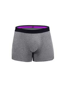 1 buah Celana Dalam Boxer Pria BONITOS dengan Pita Huruf, Model Pinggang Sedang, Celana Pendek Klasik - Grey - View 11