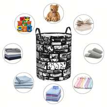 1PC Cool Racing Monster Truck Print Storage Basket, With Race Flags And Trophy Patterns, Multipurpose Household Storage For Clothes And Miscellaneous Items, Perfect For Decorating Bedrooms, Living Rooms, And Home Spaces. - Black and White - View 4