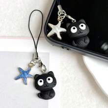 1/4pcs Star Cat Phone Chain Pendant, Creative Couple Style, Universal Smartphone, Personalized CCD Camera Keychain, Cute INS Style Phone Chain Christmas Gift - Multicolor - View 3