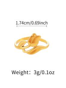 Tulip Shaped Stainless Steel Ring With Adjustable Opening, Suitable For Women's Daily Commuting, Dating, Party Dressing, Gift Giving, And Accessories - Multicolor - View 8
