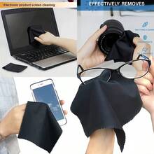 Black Microfiber Double-Sided Plush Cleaning Cloth, Suitable For Phone Screen Cleaning, Eyeglass Cloth, Watch & Jewelry Polishing Cloth, Multi-Purpose Fine Wiping & Care Cloth - Screen Cleaning Cloth - View 6