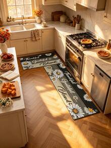 1/2pcs Autumn Floral Pattern Vintage Diatomaceous Earth Bath Mat, Super Absorbent, Non-Slip, Quick Dry, Perfect For Bathroom, Kitchen And Dining Room, Home Decor And Bathroom Mat Gift, Holiday Gift! - Multicolor - View 3