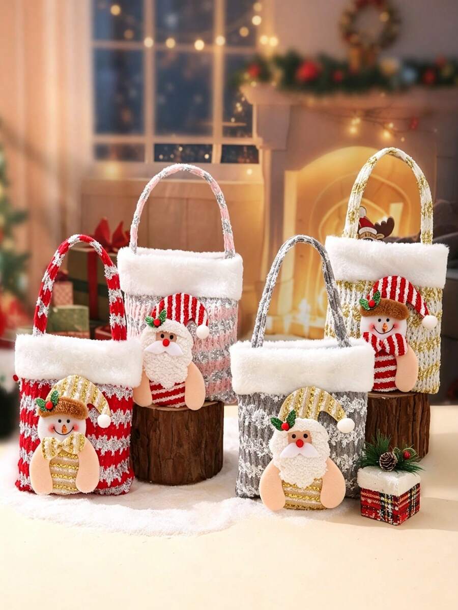 1pc Christmas Gift Packaging Bag, Candy Bag, Apple Basket, Party Gathering Holiday Gift Bag - View 1