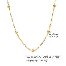 1pc Fashion Stainless Steel Bead Chain Necklace 18K Gold Color For Women, Daily Wear, Gift Jewelry - Gold - View 8