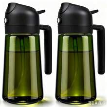 2件組廚房玻璃橄欖油分裝瓶 2合1油瓶烹飪噴霧器 16盎司高級深綠色玻璃油瓶 烹飪油分裝器 廚房油噴霧器附6張貼紙 適用於燒烤、露營車、沙拉、廚房助手 - 查看 14