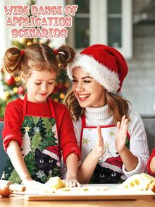 2pcs Christmas Apron, Suitable For Cooking In The Kitchen, For Festivals And Parties. It's Also A Great Gift To Give To Friends. - Multicolor - View 2