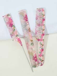 1/2pcs Hair Comb Set, Rat Tail Comb And Wide Tooth Comb, Fine Handle Styling Comb, Suitable For All Hair Types, Hair Salon Tools For Home Use, Unisex Hair Brush Set, Suitable For Wet And Dry Hair - Multicolor - View 8