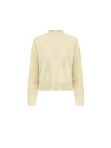 Women's Casual Daily Commute Fashion Loose Minimalist Solid Color Half-High Neck Drop Shoulder Long Sleeve Versatile Sweater, Autumn/Winter Fall - Light Yellow - View 8
