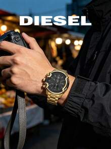 DIESEL DZ4522 Men's Gold-Tone Chronograph Watch, Black Multifunction Dial, Metal Strap, 5BAR Water Resistant, Premium Men's Gift Watch - Gold - View 4