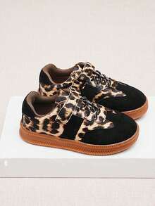 兒童豹紋魔鬼氈復古訓練鞋 - 黑色 - 查看 7