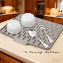 Universal Silicone Sink Mat, Water Flow Guide, Dish Drying Mat, Heat Resistant, Wear-Resistant And Durable, Suitable For Kitchen Drainage And Garden Drainage - Grey - View 8
