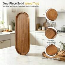 1/2/3pcs Rosewood Serving Tray, Decorative Platter, Multi-Functional Wood Tray, Coffee Table Tray, Bathroom Vanity Tray, Rustic Soap Dish Holder, For Home Decor, Tabletop, Kitchen, Storage, Perfect For Valentine's Day, Parties - Brown - View 10