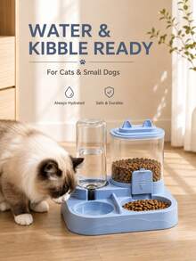 Compact 2-In-1 Gravity Pet Feeder And Water Dispenser, Suitable For Cats And Small Dogs; Features Separated Dual Bowl Design To Keep Food And Water Apart, Detachable And Washable Feeding Station, Perfect For Daily Indoor Use, 2026 New Model - Large Capacity - View 9