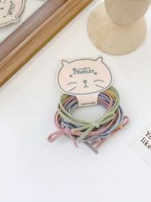 6/24pcs Sweet Girl Elastic Ponytail Hair Ties, Minimalist Basic Bow Hairbands, Candy Color High Elasticity Hair Accessories - Multicolor - View 10