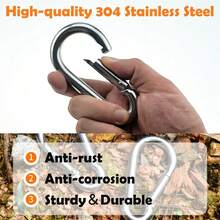 2pcs Carabiner Clip Stainless Steel Climbing Holder Hook Lock - Standard Spring Snap Hook - View 8