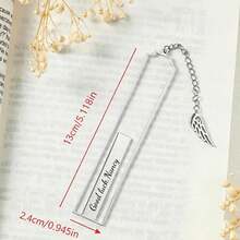 علامة كتاب مخصصة، تصميم بسيط، مع قلادة جناح أنيقة، يمكن نقش الاسم والبركة، علامة كتاب شخصية، متوفرة بلونين، أسلوب فني تذكاري بسيط، مناسبة للطلاب، هدية التخرج - متعدد الألوان - مشاهدة 6
