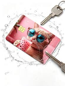 5pcs Credit Card Stickers Privacy Protection Card Film, Cute Cat Drinking Milk Tea Card Sticker Birthday Gift, PVC Material, Anti-Fingerprint, Anti-Scratch, Wear-Resistant Card Sleeve, Suitable For Men, Women, Couples, Chip Cards, Bank Cards, Credit Cards, Transportation Cards, Student Campus Cards. - A - View 4