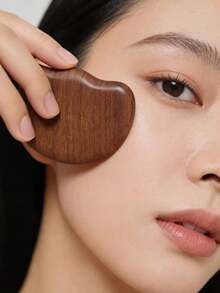 1/3pcs Facial Massage, Beauty Facial Care Tool, Face Massager, Summer Fitness Essential Gua Sha Tool - Full Face Coverage, Deep Tissue Massage, Light Pink Design Helps Improve Blood Circulation; Manual Use, Easily Relax Muscles, Suitable For Post-Workout Use - Black Gold Sandalwood Yuanbao Gua Sha Tool - View 3