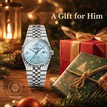 1pc Men's Stainless Steel Quartz Watch, Magnifying Glass Calendar, Luxurious Business Watch, Suitable As A Gift For Birthdays, Halloween, Or Christmas - Multicolor - View 10