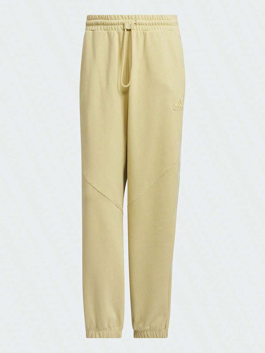 Adidas 男士經典條紋舒適寬鬆運動休閒抽繩收口長褲,春秋款,JI8655 - 沙棕 - 查看 1