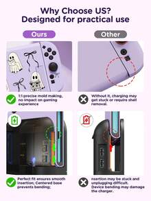 Ayotu Ghost & Bow & Book Pattern Switch Protective Case, Compatible With New Switch 2 (2025)/Switch NS/Switch OLED, Can Be Used On Dock Without Removing Protective Case, Universal Game Controller Protective Cover, Switch Game Accessories, Anti-Drop & Anti-Scratch, Halloween Theme & Birthday Gift. - View 4