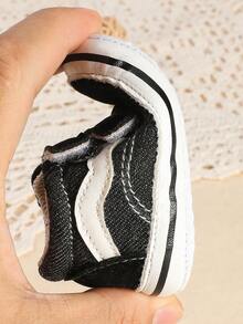 1 Pasang Sepatu Jalan Bayi Unisex dengan Desain Perekat Velcro, Cocok untuk Musim Semi dan Gugur - Hitam - View 6