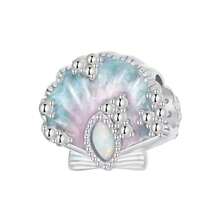 1pc Light Blue Murano Pendant Bead, Silver-Plated Starfish, Four-Leaf Clover, Shell, Turtle, Butterfly Hanging Charm, Large Hole Design, Suitable For Bracelet, Handmade Jewelry Making, For Girls - Baby Blue - View 16