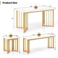 4-Piece Dining Table Set For 4, Kitchen Table Chairs Set With Bench & 2 Stools, Wing-Shaped Metal Legs, Marble Grain Dinette Table Set For Small Space, Dining Room, Breakfast Nook Table Set - 1 - View 10